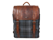Classic Plaid Leather Backpack – Heritage Design with Modern Utility