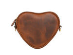Cabrini Heart-Shaped Leather Crossbody Bag – Brown with Floral Lining