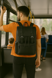 Classic Black Leather Backpack – Full Grain Edition