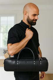 Tuscania Chef Knife Roll & Carry Bag – Raven Black (Top Grain Leather)