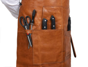 Chef & Artist Apron in Full Grain Leather – Tan Brown