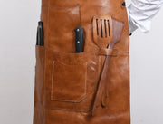 Chef & Artist Apron in Full Grain Leather – Tan Brown