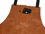 Chef & Artist Apron in Full Grain Leather – Tan Brown