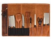 Tan Leather Knife Roll – Handcrafted in Top Grain Leather