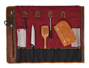 Marchena Canvas Knife Roll – Raspberry | Bold 8-Slot Wrap