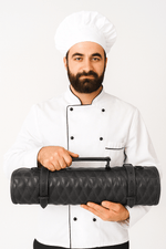 Arctic Blade Quilted Leather Knife Roll - Black - Cabrini - Elegance Perfected