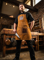 Arucas Suede Apron - Caramel Brown - Cabrini - Elegance Perfected