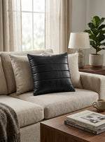 Baltimore Leather Pillow Cover Raven Black Handcrafted Luxury by Cabrini - Cabrini - Elegance Perfected