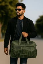 Brooks Upcycled Leather Duffle Bag – Seaweed - Cabrini - Elegance Perfected