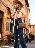 Brown Chic Leather Crossbody Bag - Cabrini - Elegance Perfected