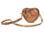 Cabrini Heart - Shaped Leather Crossbody Bag – Brown with Floral Lining - Cabrini - Elegance Perfected