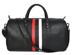 CABRINI Monaco Duffel – Black Travel Bag with Heritage Stripes - Cabrini - Elegance Perfected