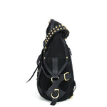 Cabrini Rebel Harness Tote – Black Suede & Full Grain Leather - Cabrini - Elegance Perfected