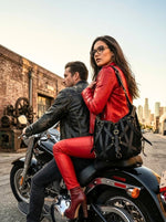 Cabrini Rebel Harness Tote – Black Suede & Full Grain Leather - Cabrini - Elegance Perfected
