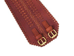 Cabrini Red Leather Belt – Double Buckle Design | Textured Brown Finish - Cabrini - Elegance Perfected