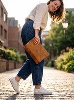Cabrini Starlit Leather & Suede Zip Pouch – Brown - Cabrini - Elegance Perfected