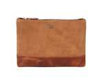 Cabrini Starlit Leather & Suede Zip Pouch – Brown - Cabrini - Elegance Perfected