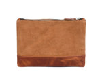 Cabrini Starlit Leather & Suede Zip Pouch – Brown - Cabrini - Elegance Perfected