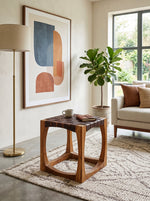 Carolina Teak Wood Stool - Walnut Brown - Cabrini - Elegance Perfected