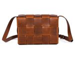 Chic Woven Crossbody Bag – Handwoven Top Grain Leather - Cabrini - Elegance Perfected