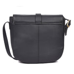 Classic Black Leather Crossbody Sling Bag with Flap Closure - Cabrini - Elegance Perfected