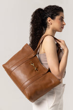 Classic Brown Tote Bag with Metal Bit Detail – Elegant Everyday Carry - Cabrini - Elegance Perfected