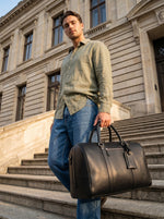 Full Grain Leather Overnight Combo – Raven Black - Cabrini - Elegance Perfected