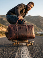 Full Grain Leather Weekender Bag – Hickory Brown - Cabrini - Elegance Perfected