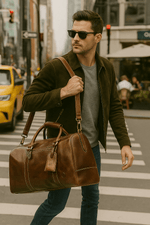 Full Grain Leather Weekender Bag – Penny Brown - Cabrini - Elegance Perfected