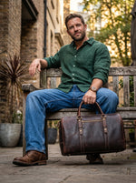 Full Grain Leather Weekender Bag – Walnut Brown - Cabrini - Elegance Perfected