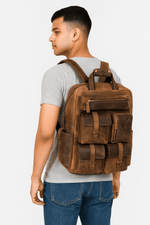 Hunter Brown Vintage Leather Backpack - Cabrini - Elegance Perfected