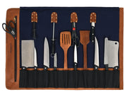 Malaga Canvas Knife Roll – Cobalt Blue | 8-Slot Culinary Wrap