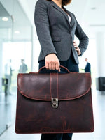 Leather Laptop Briefcase – Lockable & Padded by Cabrini - Cabrini - Elegance Perfected