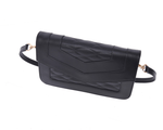 Luxe Noir Quilted Leather Shoulder Clutch - Cabrini - Elegance Perfected