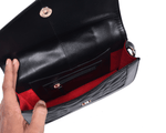 Luxe Noir Quilted Leather Shoulder Clutch - Cabrini - Elegance Perfected