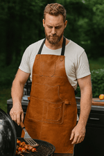 Manresa Leather Apron - Caramel Brown - Cabrini - Elegance Perfected