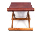 Miami Teak Wood Stool - Walnut Brown Leather - Cabrini - Elegance Perfected