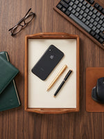 Ombra Leather Serving Tray - Caramel Brown - Cabrini - Elegance Perfected