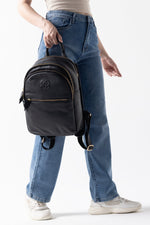 Premium Black Leather Backpack with Gold Zipper Detailing – Unisex & Stylish Design - Cabrini - Elegance Perfected