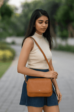 Stylish Tan Crossbody – Earthy & Elegant - Cabrini - Elegance Perfected