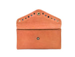 Tan Genuine Leather Studded Clutch – Envelope Snap Wallet Purse - Cabrini - Elegance Perfected