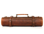 Tan Leather Knife Roll – Handcrafted in Top Grain Leather - Cabrini - Elegance Perfected