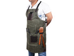 Turin Waxed Canvas Apron - Distressed Green - Cabrini - Elegance Perfected
