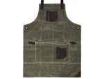 Turin Waxed Canvas Apron - Distressed Green - Cabrini - Elegance Perfected