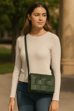 Woven Leather Crossbody Bag – Top Grain, Lightweight & Stylish - Cabrini - Elegance Perfected