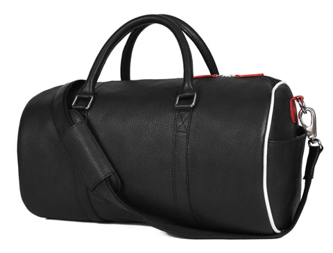 Modern Black Leather Duffel Bag