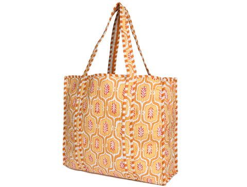 Quilted Cotton  Tote Bags - Light Yellow