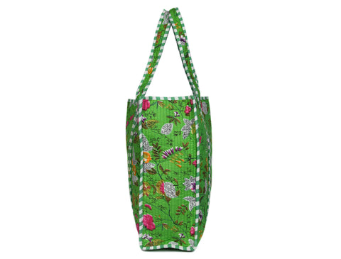 Quilted Cotton  Tote Bags - Nature Green