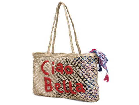 Woven Jute Tote Bag - Ciao Bella