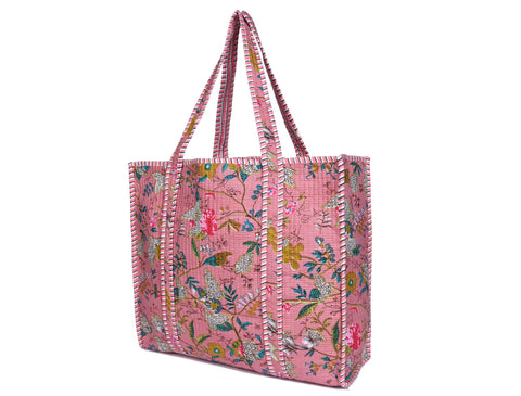 Quilted Cotton  Tote Bags - Light Pink